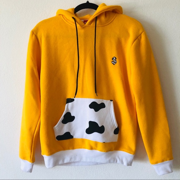 Brash cow print and sew orange hoodie - Picture 4 of 8